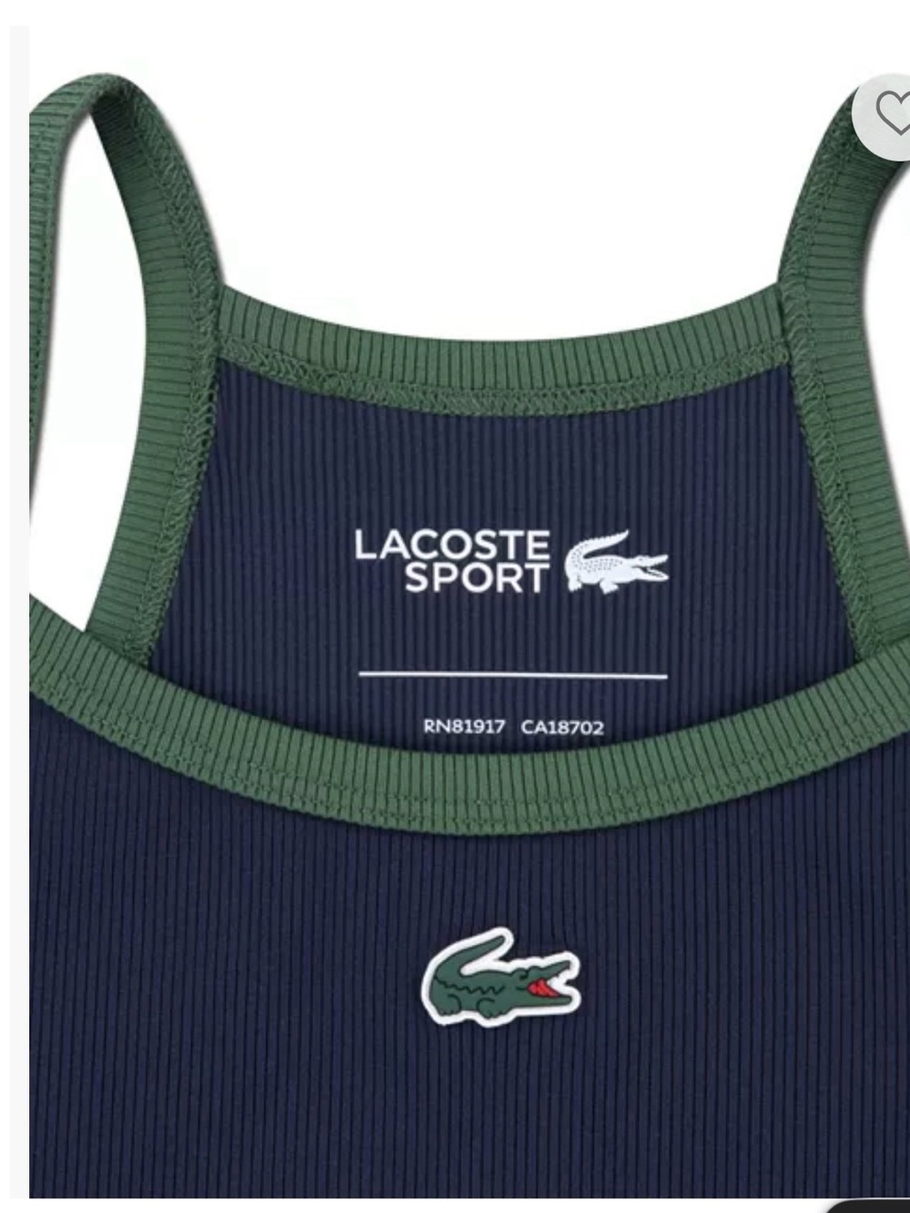 Lacoste 🐊Navy Tank with Green Trim